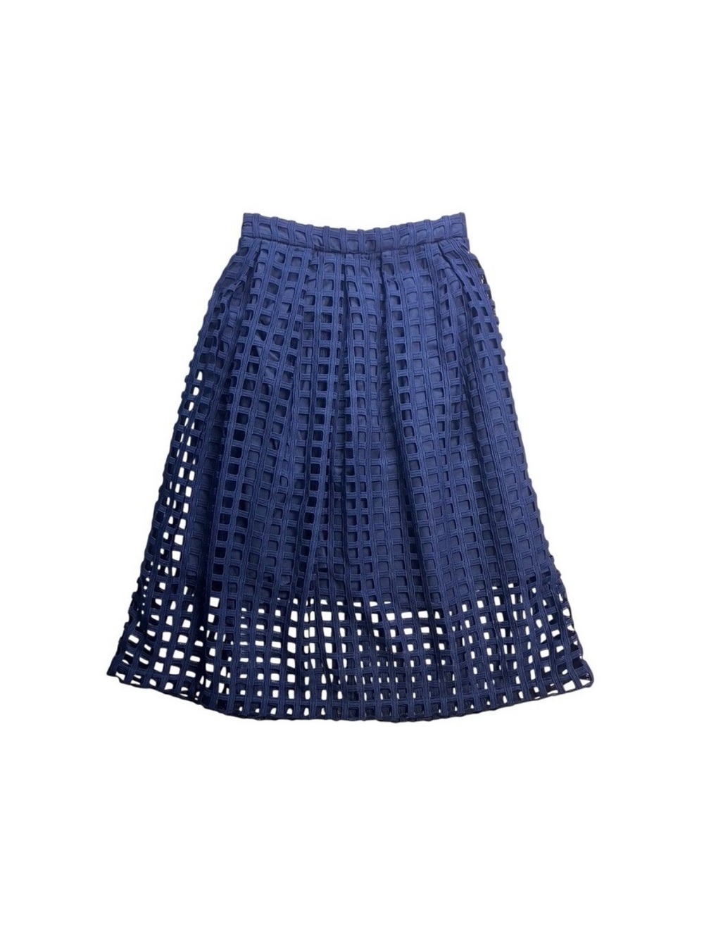 Hutch Navy Blue Midi Skirt Lattice Laser Cut Coquette